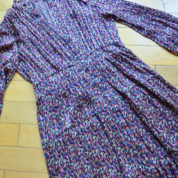 Designer Women's Multi Metallic Long Tiered Shirt Dress Size S - Picture 3 of 14